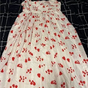 White Dress with Red strawberry pattern